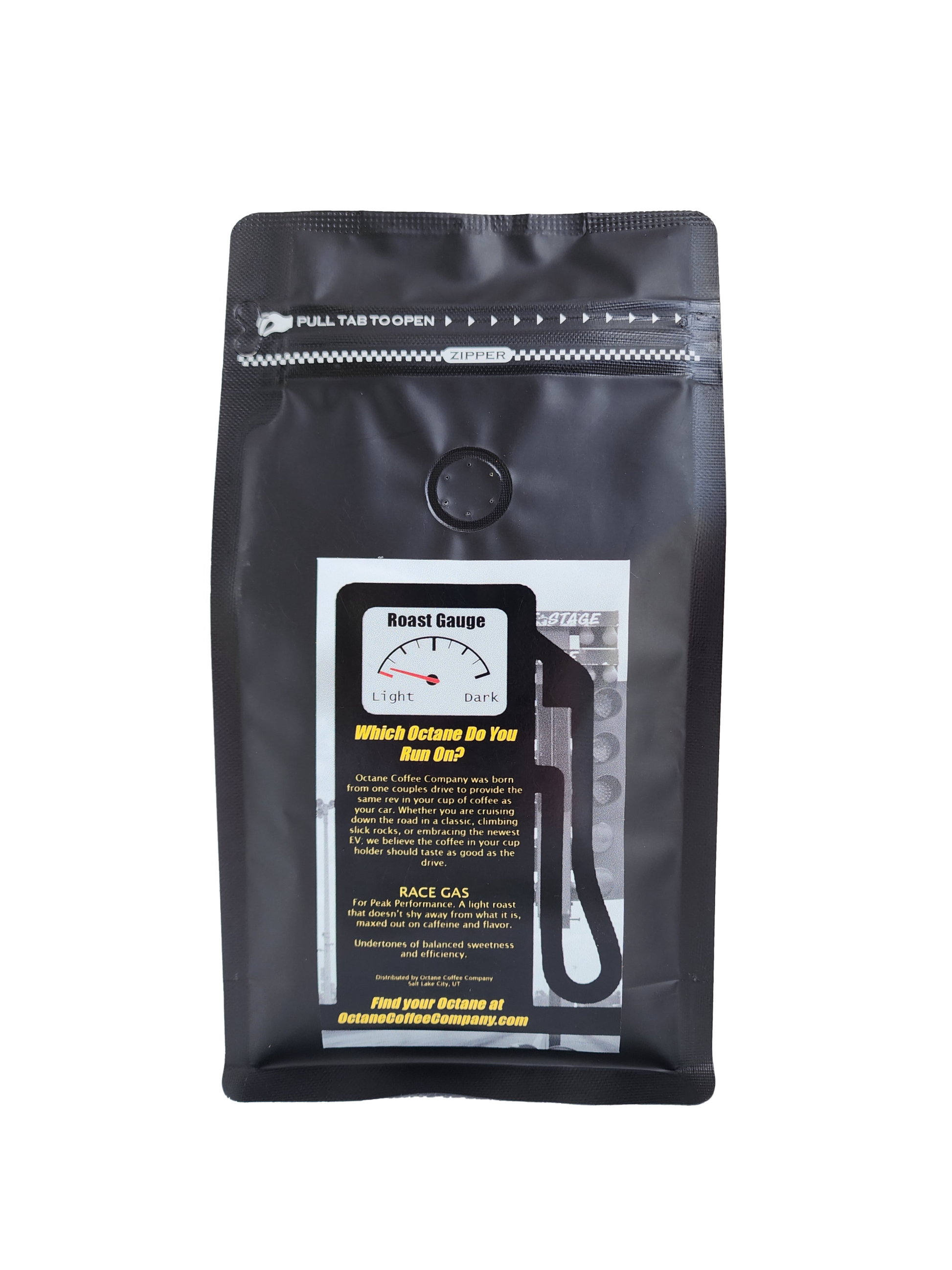 Octane Coffee Co. For Peak Performance - Light Roast - Race Gas - Ground Coffee 12oz - Back