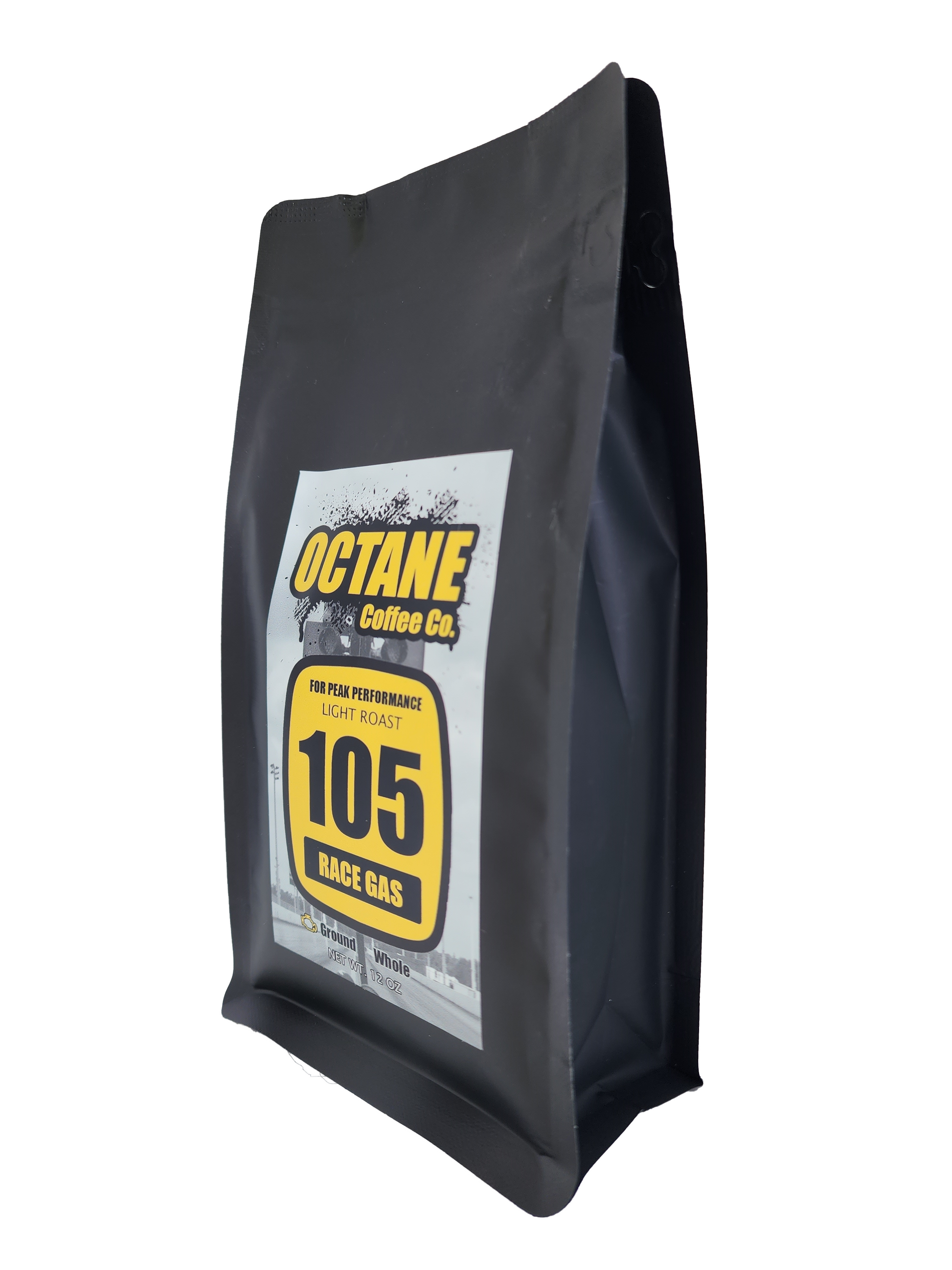 Octane Coffee Co. For Peak Performance - Light Roast - Race Gas - Ground Coffee 12oz - Side