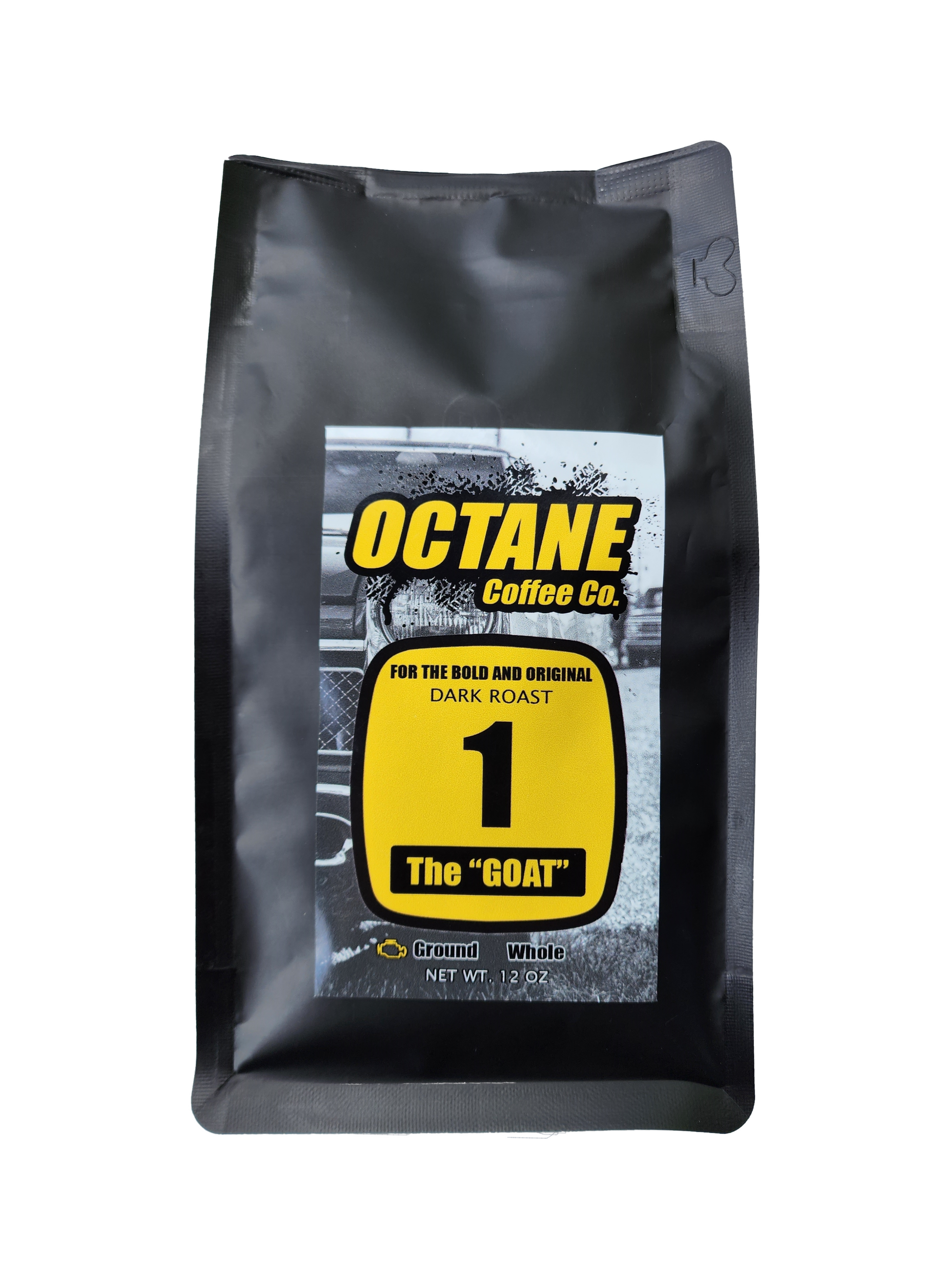 Octane Coffee Co. For the Bold and Original - Dark Roast - The GOAT - Ground Coffee 12oz - Front